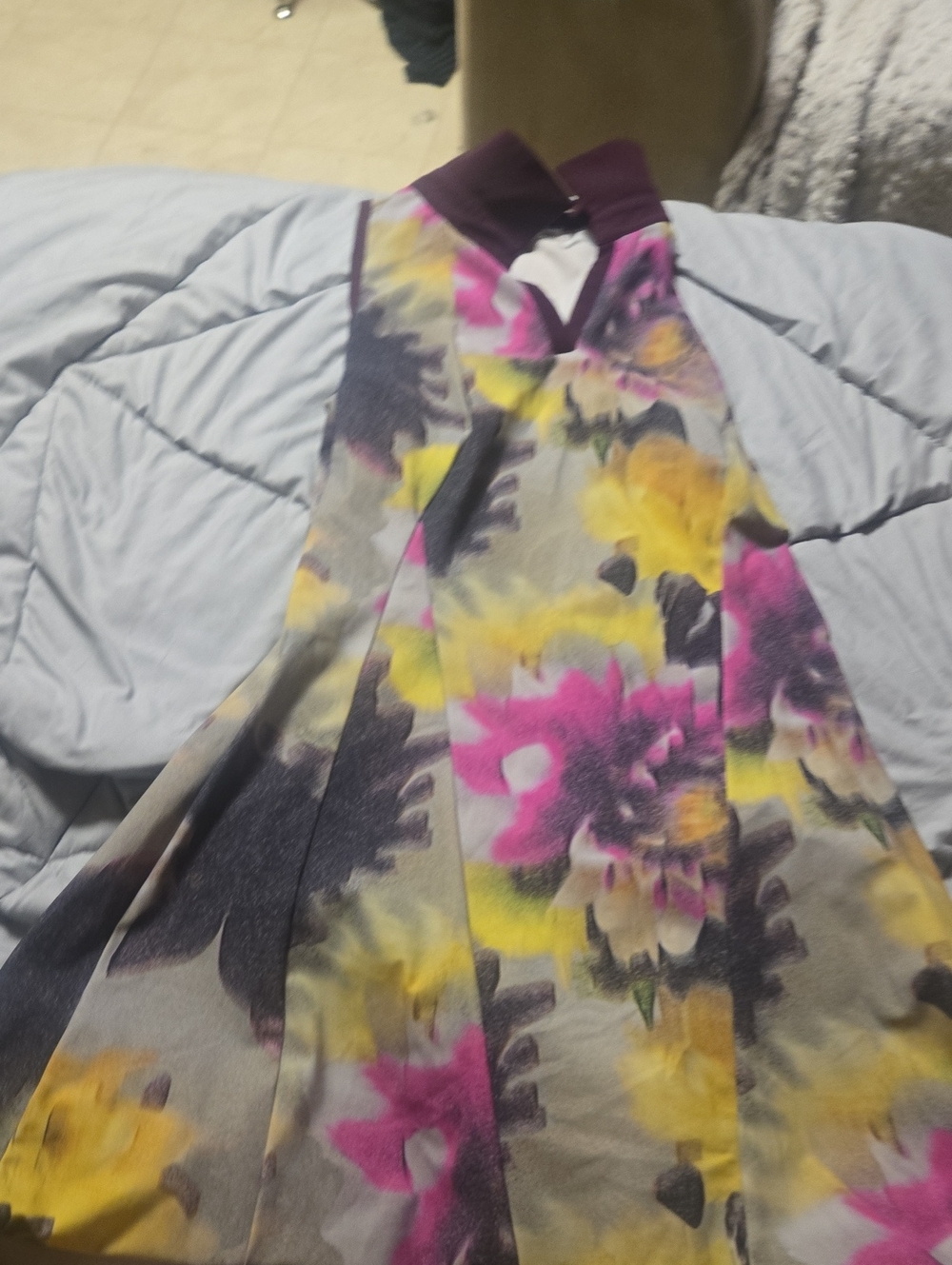 Floral Halter Neck Dress with Pink and Yellow Blooms